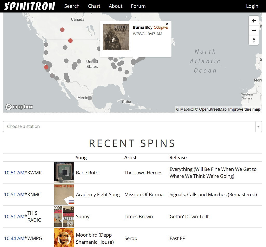 Spinitron Icon Spinitron's home page, the map and the recent spins - faq - Spinitron ...